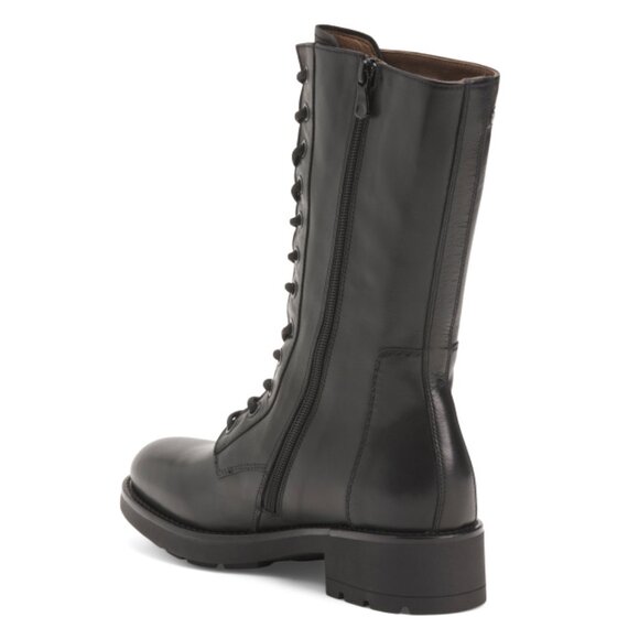 NEROGIARDINI Black Made In Italy Leather Studded Combat Booties - Picture 2 of 2